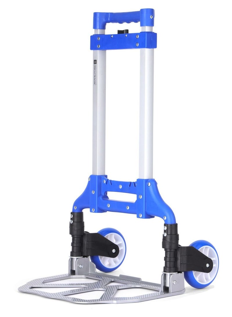Royalford Foldable Hand Truck- RF11707| 80 KG Maximum Capacity, Multi-Purpose Utility Hand Truck With Expandable Handles, Bungee Cord And Two Wheels| Durable, Portable And Stylish Aluminum Pipes With ABS Handle - Image 1
