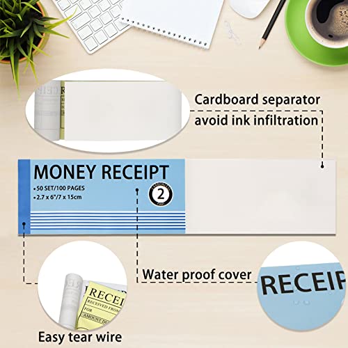 SCORYULE Money and Rent Receipt Book 6 Pack/300 Sets, 2-Part, 2.75"x6" Carbonless Copy Receipt Book with Cardboard and Waterproof Cover (50 Sets Per Book) - Image 3