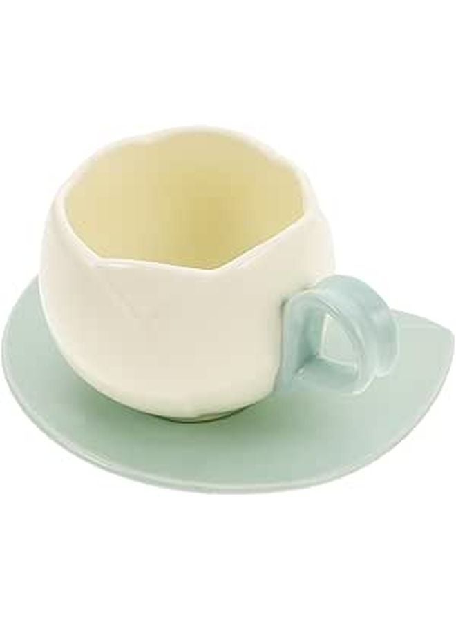 Vintage Yellow Tulip Ceramic Coffee Mug and Saucer Set for Home Dining - Image 1
