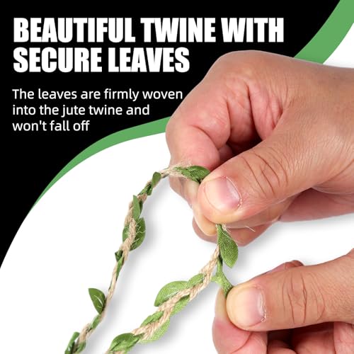 Radix Rope Natural Jute Twine with Green Leaf - 100 Feet (30 Meters) | Decorative Garden String for Gift Wrapping, Crafts, Wedding Decor - Image 3