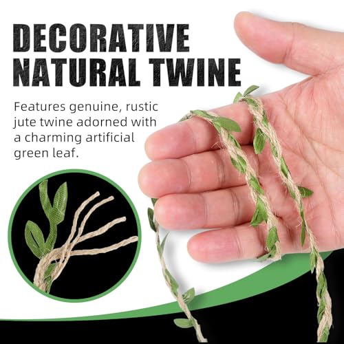 Radix Rope Natural Jute Twine with Green Leaf - 100 Feet (30 Meters) | Decorative Garden String for Gift Wrapping, Crafts, Wedding Decor - Image 2