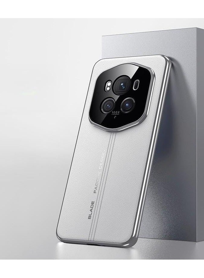 Case Compatible with Honor Magic 6 Pro Case Luxury Leather Plating Bumper Shockproof Cover Full Lens Protecion Case for Honor Magic6 Pro