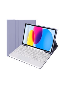 Generic Protective Case Wireless Keyboard For Ipad 10th Gen 10.9.7 Tablet Compatible Ipad Pro 11 Magnetic Suction Smart Control For 9-Color:Lavender Purple Leather Case + Round Key Cap Miaocontrol Keyboard-Applicable Model:ipad 10 Generation 10.9 2022 Edition  - Image 1