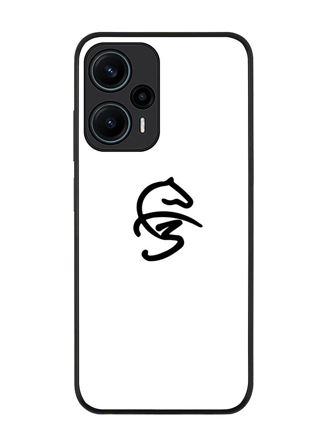 Stylizedd Rugged Black edge case for Xiaomi Poco F5 5G / Xiaomi Redmi Note 12 Turbo 5G Slim fit Soft Case Flexible Rubber Edges Anti Drop TPU Gel Thin Cover - Faz3 Icon White - Image 1
