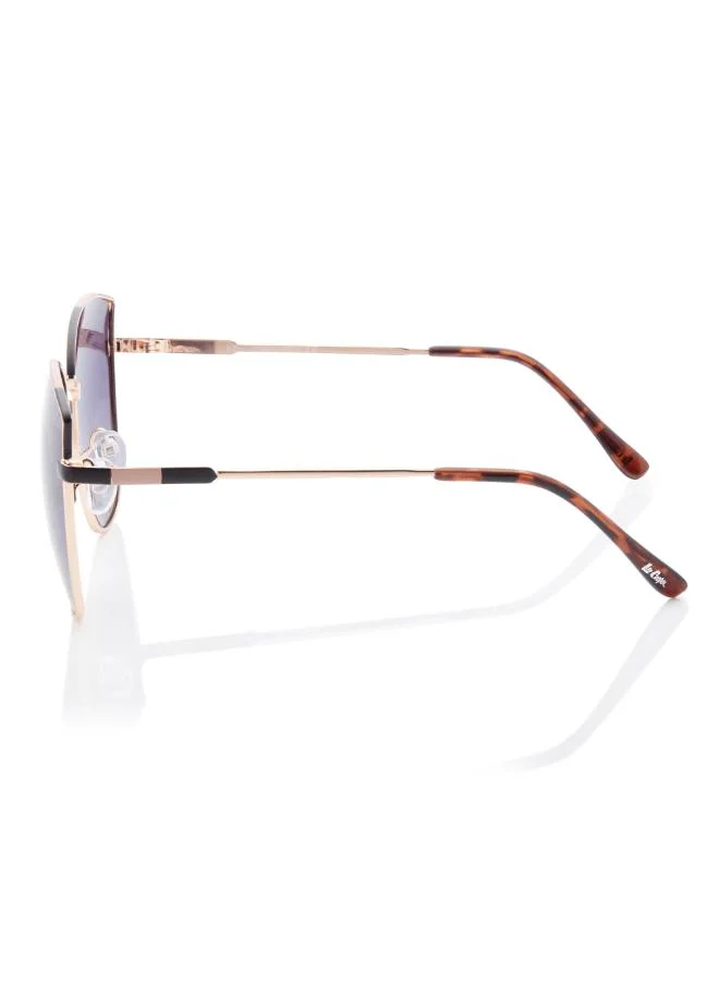 Lee Cooper Women's Polarized Sunglasses Gold Frame Gradient Purple Grey Mirror Lens 59mm  - LC1202C01