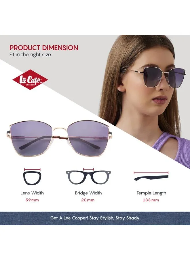 Lee Cooper Women's Polarized Sunglasses Gold Frame Gradient Purple Grey Mirror Lens 59mm  - LC1202C01