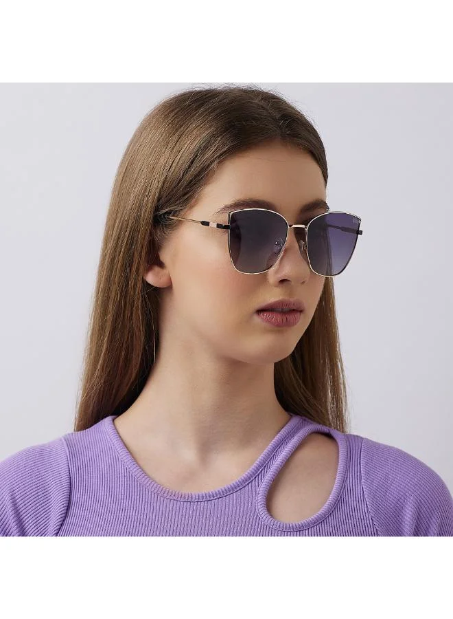 Lee Cooper Women's Polarized Sunglasses Gold Frame Gradient Purple Grey Mirror Lens 59mm  - LC1202C01