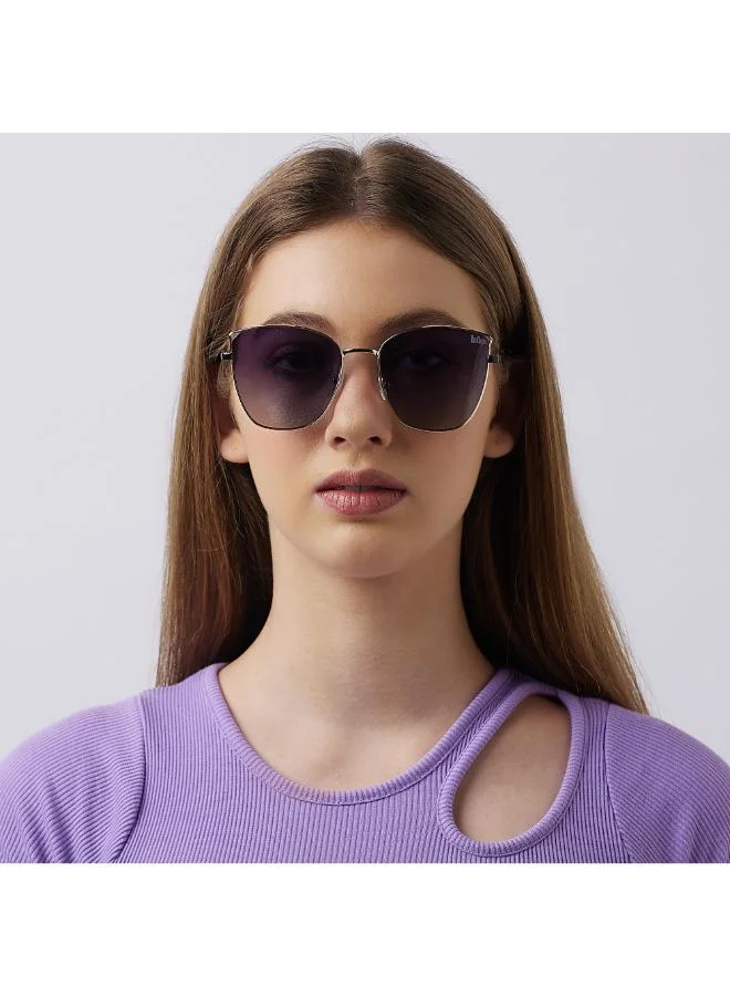 Lee Cooper Women's Polarized Sunglasses Gold Frame Gradient Purple Grey Mirror Lens 59mm  - LC1202C01