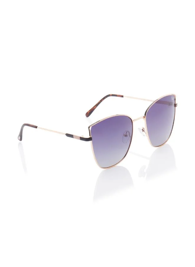 Lee Cooper Women's Polarized Sunglasses Gold Frame Gradient Purple Grey Mirror Lens 59mm  - LC1202C01