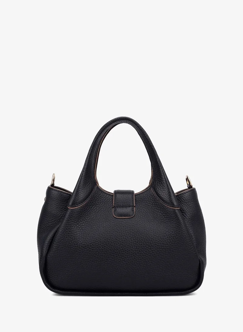 Da Milano Black Small Wax Leather Satchel - Black for Women | Best Price UAE