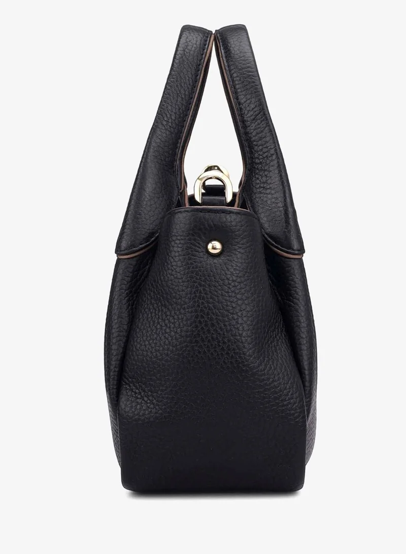 Da Milano Black Small Wax Leather Satchel - Black for Women | Best Price UAE
