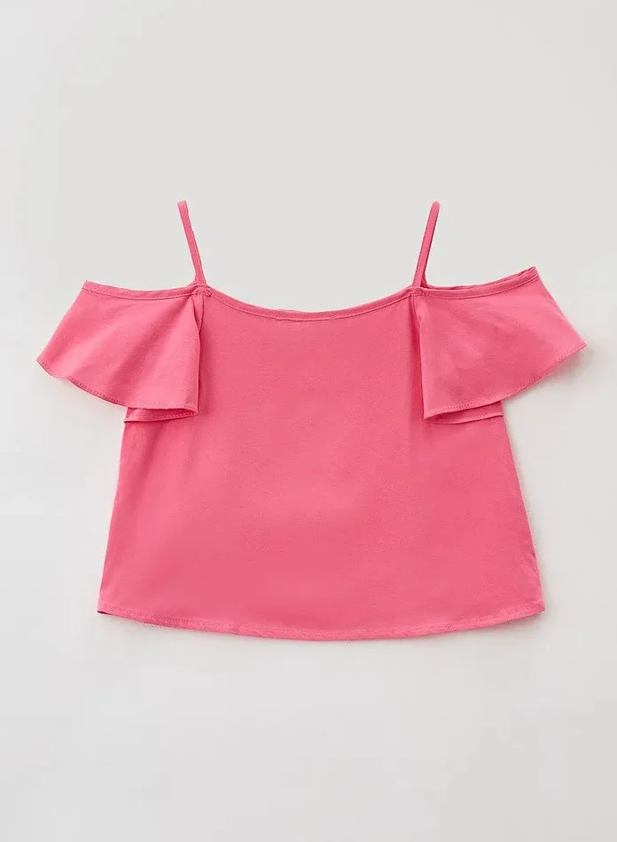 KOTON Strappy Blouse Ruffle Neck