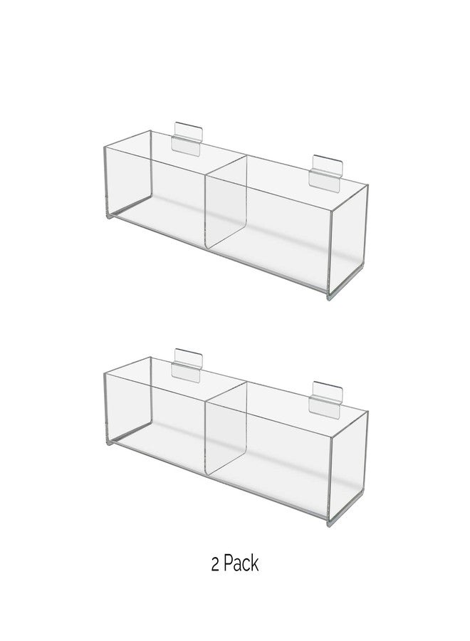 Marketing Holders 2 Pack Slatwall Acrylic Tray Double Compartment 16 Inch Wide x 4.75 Inch Deep Clear Lucite Retail Product Merchandise Storage Organizer for Businesses and Shops - Image 4