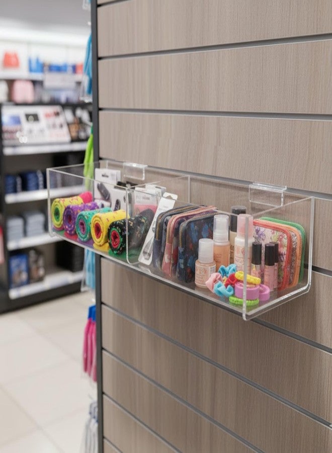 Marketing Holders 2 Pack Slatwall Acrylic Tray Double Compartment 16 Inch Wide x 4.75 Inch Deep Clear Lucite Retail Product Merchandise Storage Organizer for Businesses and Shops - Image 2