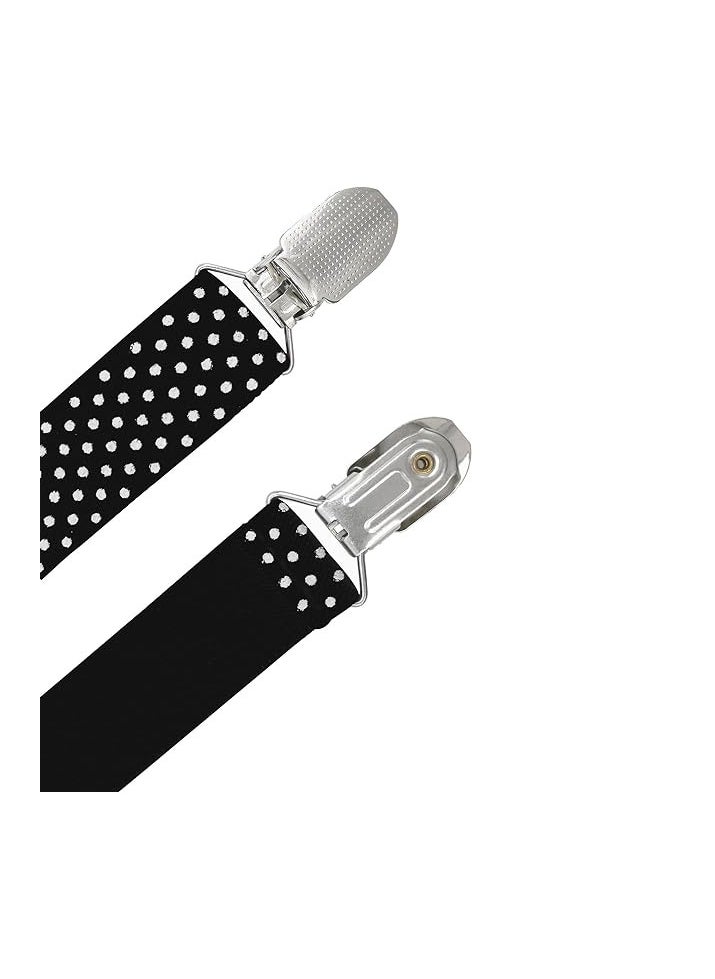 S SYMEFER Kids Braces with Bow Tie Set for 1-6 years Kids Unisex Trousers Shorts Tutu Suspenders 3 Clips Y shape Adjustable Elastic Straps Polka Dots-Black With White Dot  - Image 3