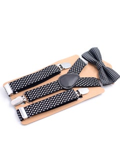 S SYMEFER Kids Braces with Bow Tie Set for 1-6 years Kids Unisex Trousers Shorts Tutu Suspenders 3 Clips Y shape Adjustable Elastic Straps Polka Dots-Black With White Dot  - Image 4