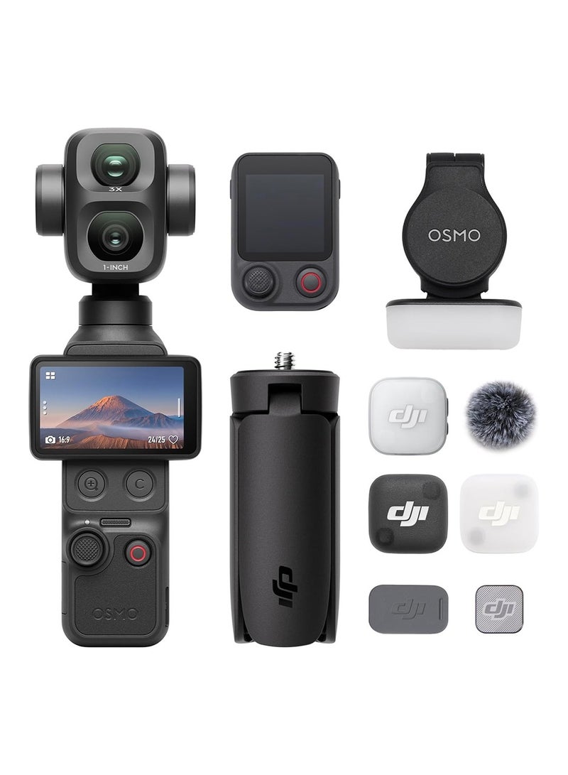 دي جي آي مجموعة DJI Osmo Pocket 4P (Pro) Vlog Creator - كاميرا جيب ذات محورين بدقة 4K - Image 1
