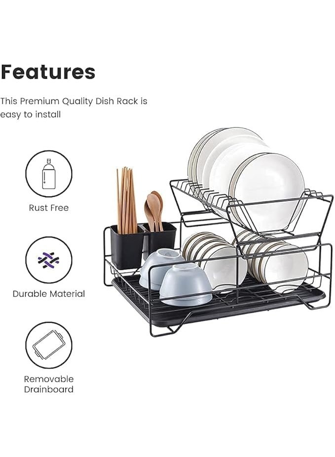 رف الأطباق، حامل تجفيف الأطباق، مصفاة الأطباق، رف الأطباق، مشط الأطباق، منظم المطبخ، رف تجفيف الأطباق، سطح العمل، أدوات المطبخ الكبيرة المضادة للبكتيريا، رفوف الأطباق، حامل الأطباق (الطراز أ) - Image 5