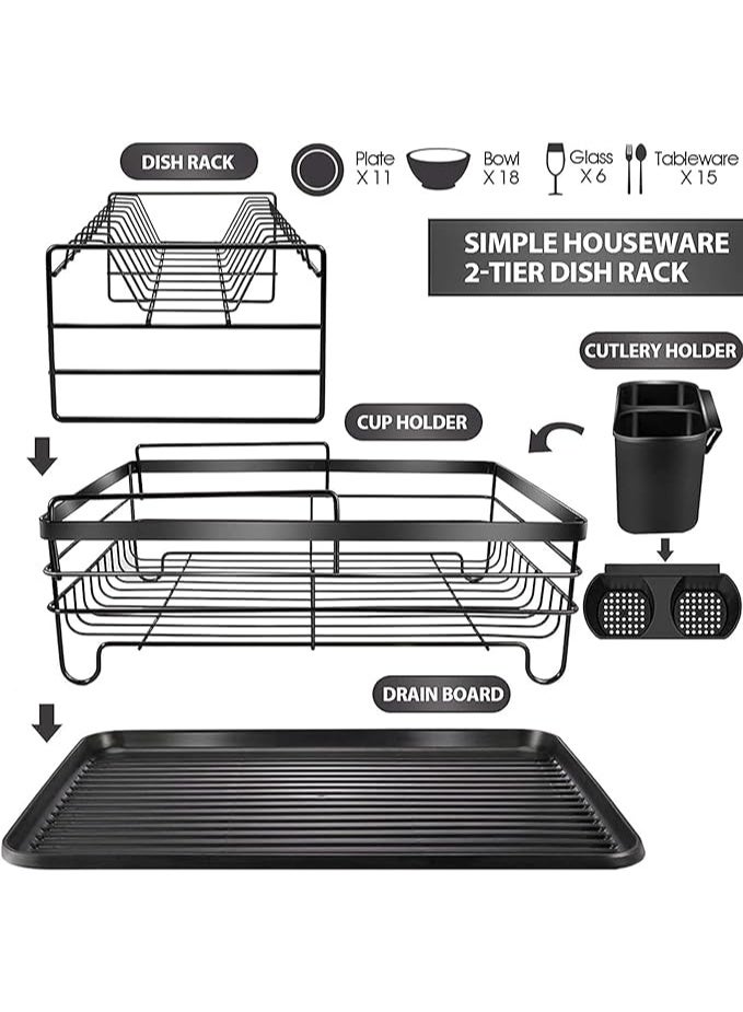رف الأطباق، حامل تجفيف الأطباق، مصفاة الأطباق، رف الأطباق، مشط الأطباق، منظم المطبخ، رف تجفيف الأطباق، سطح العمل، أدوات المطبخ الكبيرة المضادة للبكتيريا، رفوف الأطباق، حامل الأطباق (الطراز أ) - Image 4