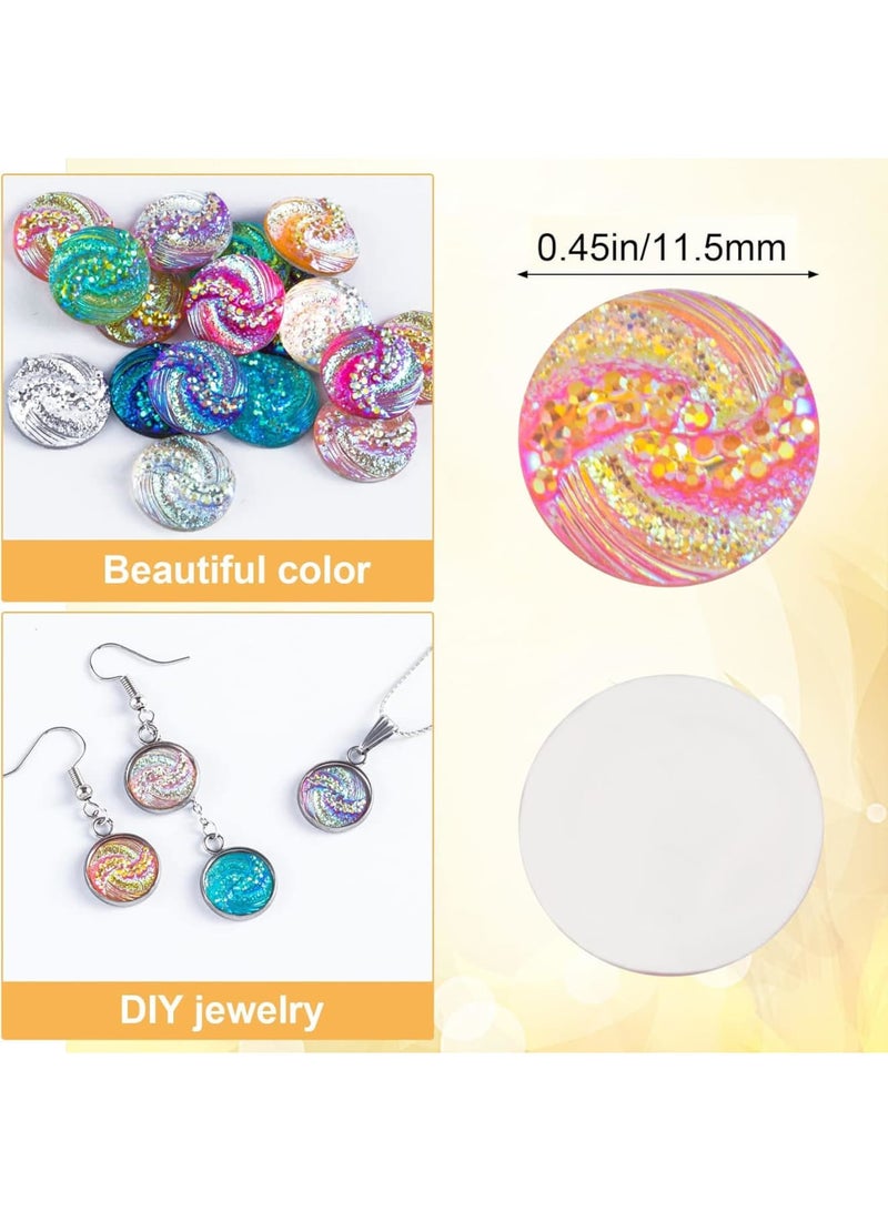 SOLARAE 200PCS Colorful Rhinestones Decorations for Jewelry Making, 11.5MM Flat Back Carbochon Crystal Beads, AB Resin Sparkle Round Faux Diamante Ornaments for DIY Jewelry Crafts, Wedding Accessories - Image 3