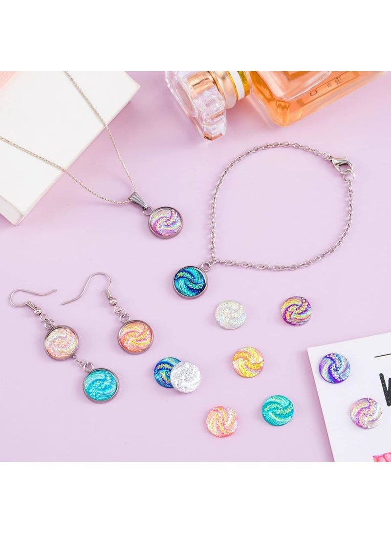 SOLARAE 200PCS Colorful Rhinestones Decorations for Jewelry Making, 11.5MM Flat Back Carbochon Crystal Beads, AB Resin Sparkle Round Faux Diamante Ornaments for DIY Jewelry Crafts, Wedding Accessories - Image 2