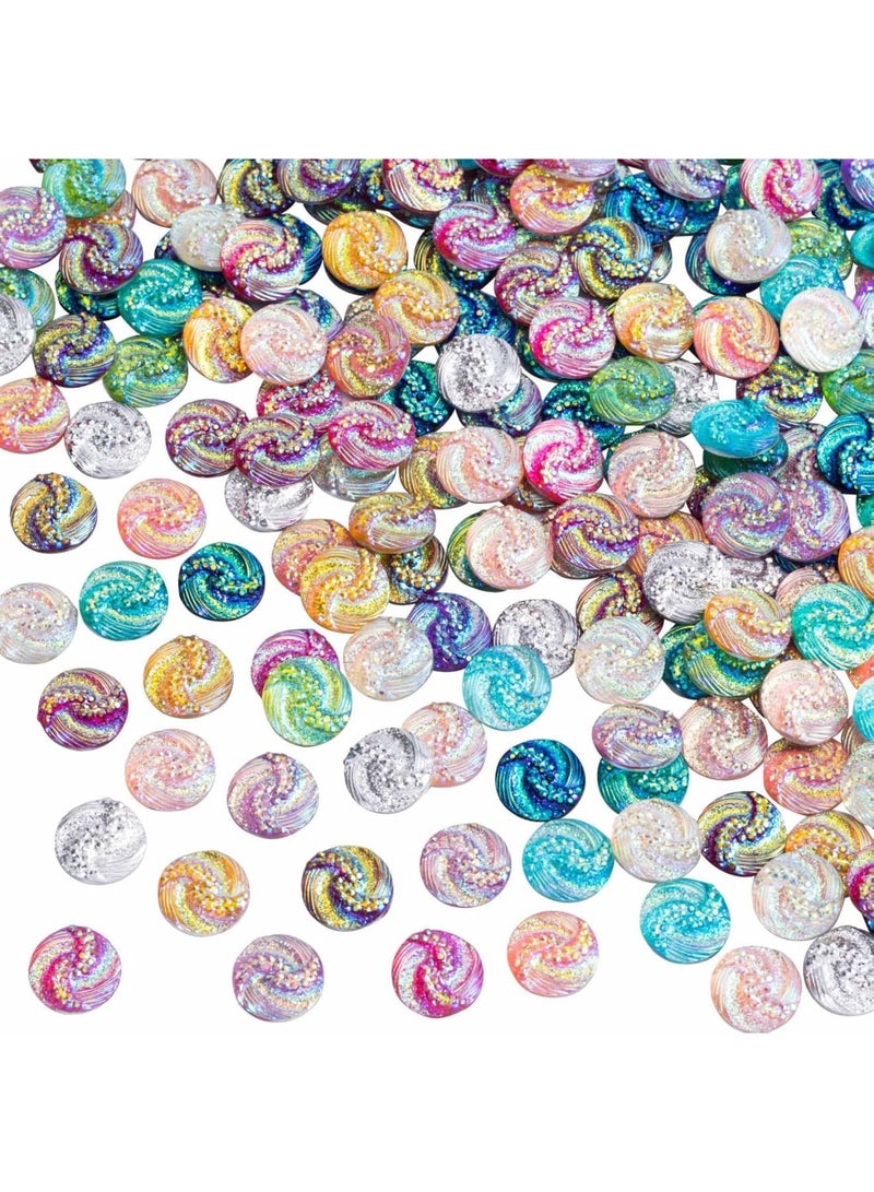 SOLARAE 200PCS Colorful Rhinestones Decorations for Jewelry Making, 11.5MM Flat Back Carbochon Crystal Beads, AB Resin Sparkle Round Faux Diamante Ornaments for DIY Jewelry Crafts, Wedding Accessories - Image 1
