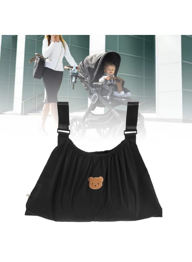 Hyuduo Stroller Bag Organizer Mummy Bag Washable Stroller Organizers Bear Pattern Nylon Stroller Bag for Holding Mobile Phone Wallets Milk Bottles(Black)  - Image 1