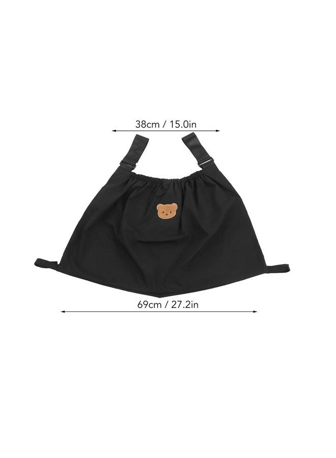 Hyuduo Stroller Bag Organizer Mummy Bag Washable Stroller Organizers Bear Pattern Nylon Stroller Bag for Holding Mobile Phone Wallets Milk Bottles(Black)  - Image 2