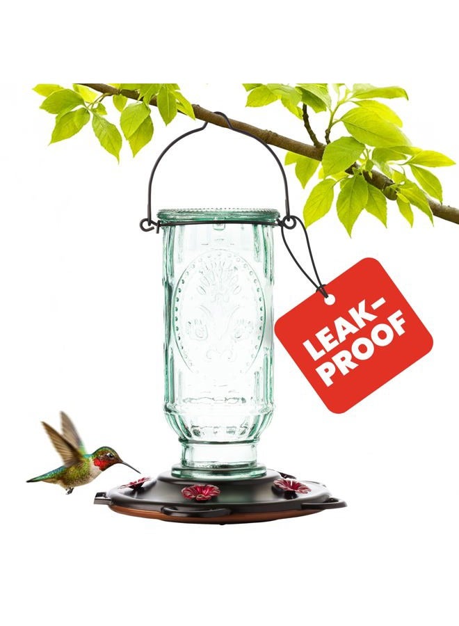 More Birds Hummingbird Feeder, Glass Hummingbird Feeders, 5 Feeding Stations, 20-Ounce Nectar Capacity, Vintage Antique Bottle - Image 1