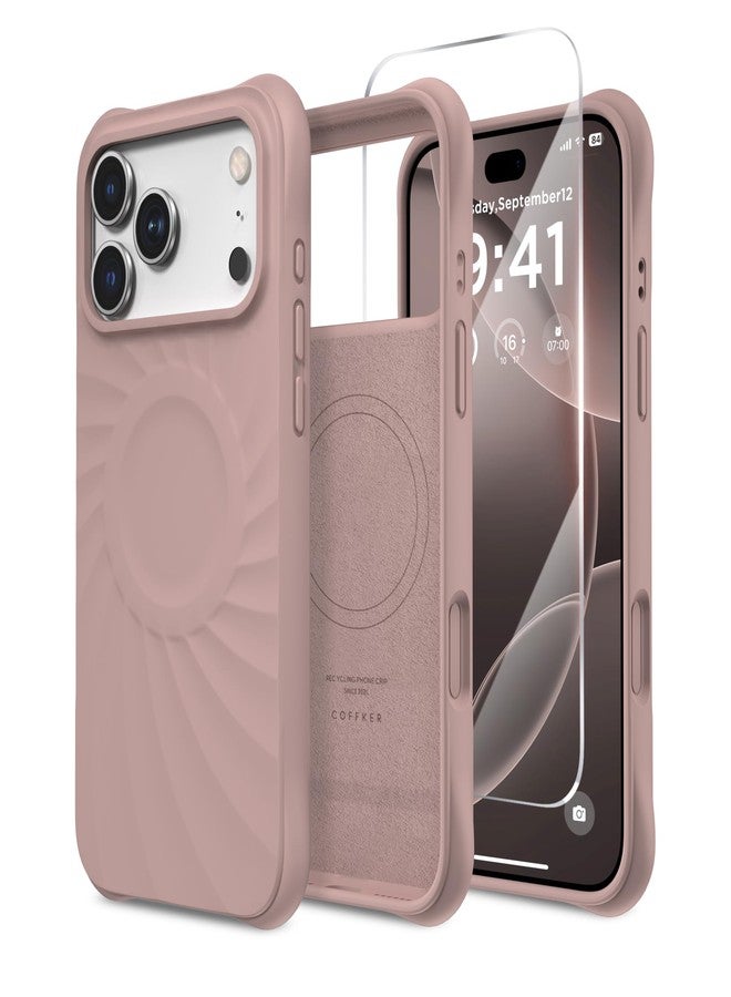 جراب COFFKER المغناطيسي لهاتف iPhone 17 Pro Max، [تغطية زر التحكم بالكاميرا] + واقي شاشة، جراب Vortuxe المصنوع من السيليكون السائل المقاوم للصدمات لهاتف iPhone 17 Pro Max مقاس 6.9 بوصة، لون بني رملي - Image 1