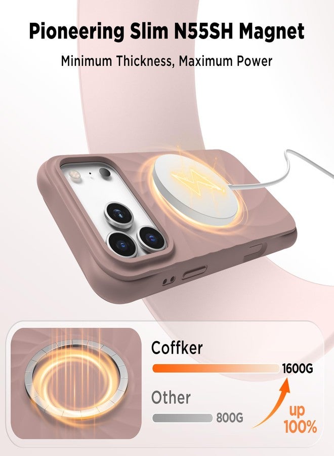 جراب COFFKER المغناطيسي لهاتف iPhone 17 Pro Max، [تغطية زر التحكم بالكاميرا] + واقي شاشة، جراب Vortuxe المصنوع من السيليكون السائل المقاوم للصدمات لهاتف iPhone 17 Pro Max مقاس 6.9 بوصة، لون بني رملي - Image 2