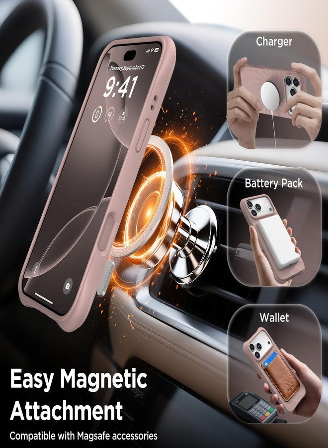 جراب COFFKER المغناطيسي لهاتف iPhone 17 Pro Max، [تغطية زر التحكم بالكاميرا] + واقي شاشة، جراب Vortuxe المصنوع من السيليكون السائل المقاوم للصدمات لهاتف iPhone 17 Pro Max مقاس 6.9 بوصة، لون بني رملي - Image 3