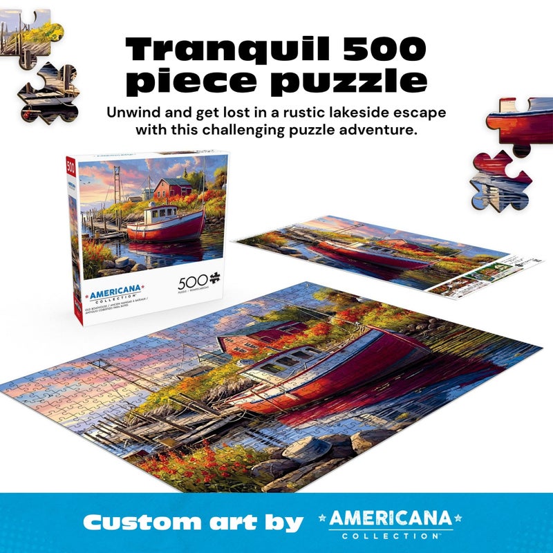 Buffalo Games - Old Boathouse 500 Piece Jigsaw Puzzle for Adults, Americana Boat Puzzle with Full-Color Poster, Premium Quality Made in The USA - Image 2