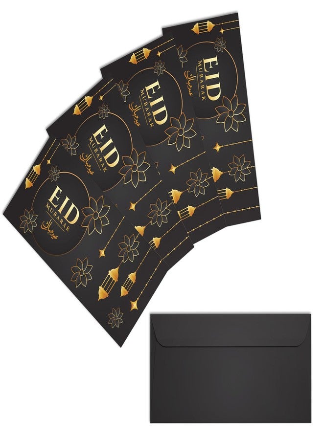 Festiko® Set of 12 Pcs Eidi Envelopes For Eid (Black & Golden), Envelopes For Eidi, Eid Party Supplies - Image 1