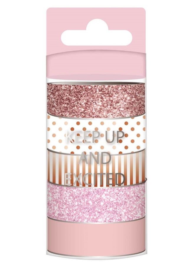 Miniso A stylish set of five rose gold adhesive tape rolls for all your crafting and organizational needs. 