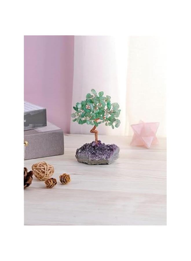 Arabest Green Aventurine Crystal Tree with Amethyst Cluster Base for Positive Energy in Office or Home - Handmade Gemstone Bonsai Decoration  - Image 2