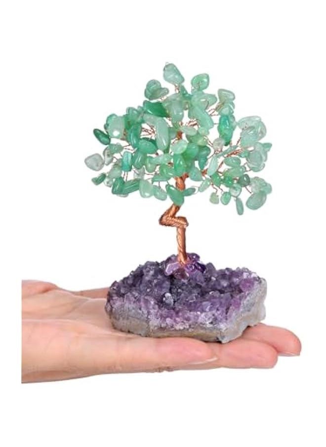 Arabest Green Aventurine Crystal Tree with Amethyst Cluster Base for Positive Energy in Office or Home - Handmade Gemstone Bonsai Decoration  - Image 3