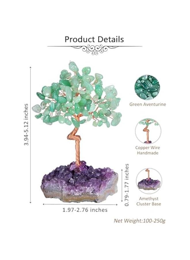 Arabest Green Aventurine Crystal Tree with Amethyst Cluster Base for Positive Energy in Office or Home - Handmade Gemstone Bonsai Decoration  - Image 4