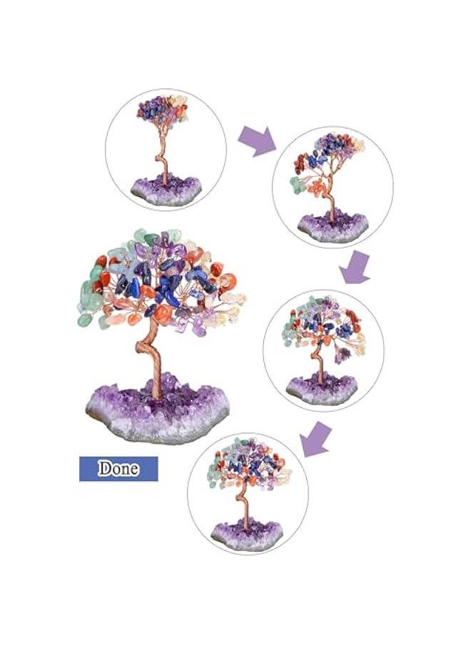 Arabest Green Aventurine Crystal Tree with Amethyst Cluster Base for Positive Energy in Office or Home - Handmade Gemstone Bonsai Decoration  - Image 5