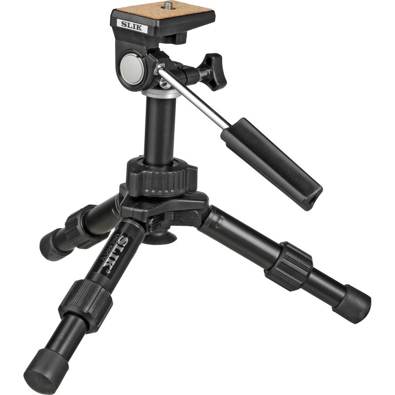 SLIK Mini-Pro V Tripod with 2-Way Pan/Tilt Head - Black - Image 2