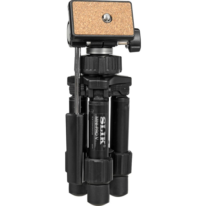 SLIK Mini-Pro V Tripod with 2-Way Pan/Tilt Head - Black - Image 3