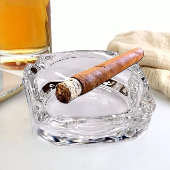 ATEVON Brunswick Crystal Quality Glass Ashtray: Elegant Round Tabletop Accent for Home, Office, Indoor, and Outdoor Decor - Image 2