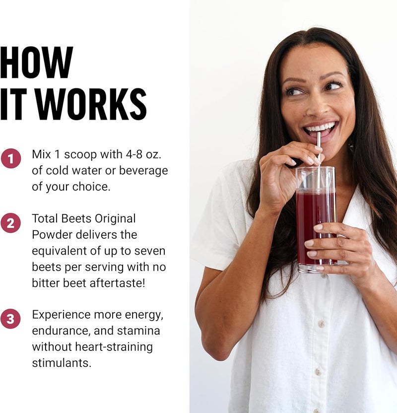 Force Factor مسحوق مشروب توتال بيتس من فورس فاكتور - مسحوق سوبر فود مع نترات لدعم الدورة الدموية وتدفق الدم وأكسيد النيتريك والطاقة والقدرة على التحمل وصحة القلب والأوعية الدموية - 30 حصة - Image 4