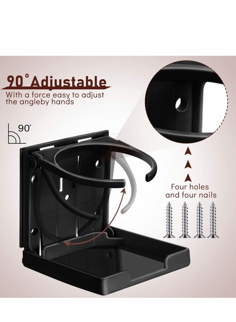 Excefore Boat Cup Holder, Drink Holder Folding Can Hold Mugs, Make Great Extra Cupholders for Cars, Trucks, RVs, Vans, Boats and Much More, Black  - Image 2