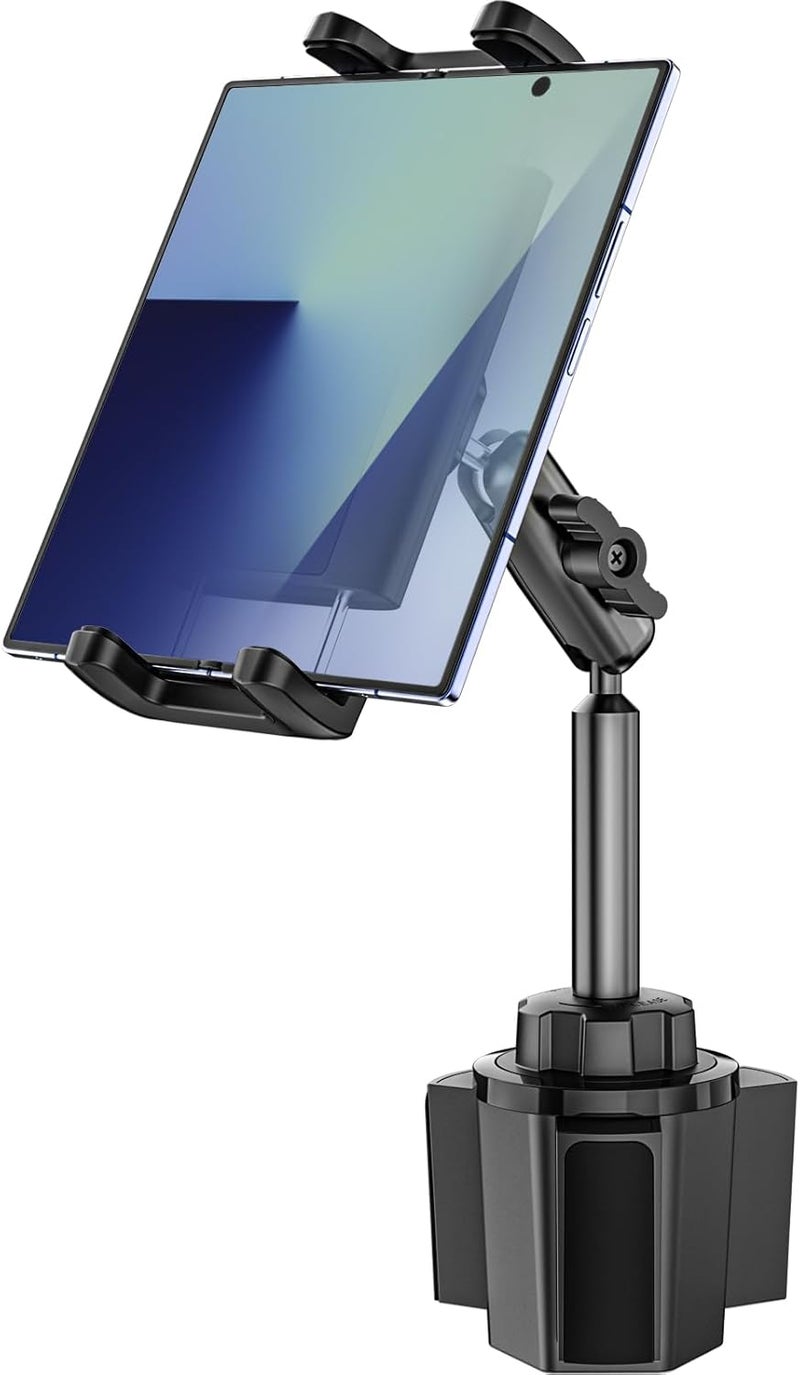 Dosvsi Cup Holder Car Z Fold Mount, Sturdy Metal Arm Car Cup Holder Folding Phone Mount, 360° Adjustable Truck Cup Tablet Phone Stand for Galaxy Z Fold 7 6 5 4 3 2, Pixel Fold, 4-13" iPad, Tab, iPhone - Image 1