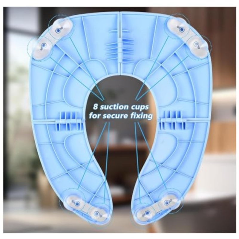 Foldable Potty Training Seat for,Portable Baby Toilet Seat with Non-Slip Base and Ergonomic Handles, Universal Fit for Round/Oval Toilets, Includes Carry Bag for Travel blue - Image 4