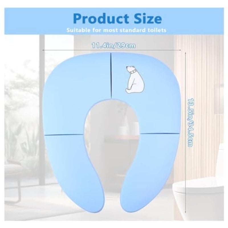 Foldable Potty Training Seat for,Portable Baby Toilet Seat with Non-Slip Base and Ergonomic Handles, Universal Fit for Round/Oval Toilets, Includes Carry Bag for Travel blue - Image 3
