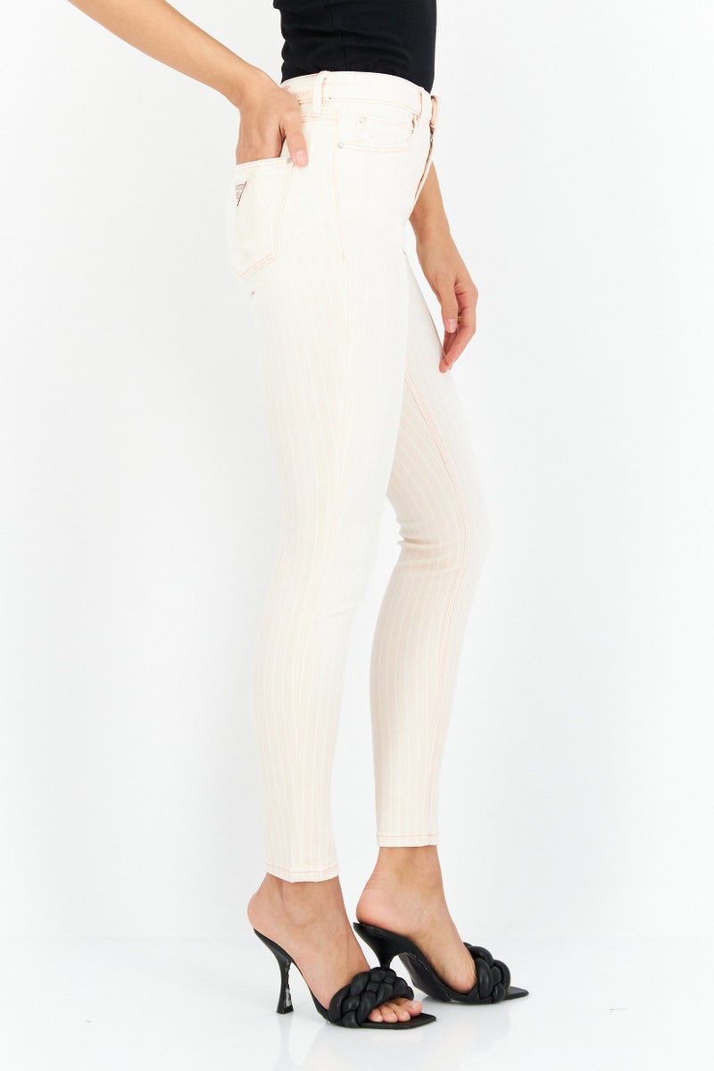 GUESS Women Skinny Fit High Waist Stripe Jeans, Pink - Image 2