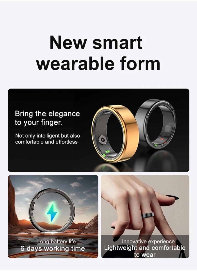 Generic - Smart Ring Titanium Steel Shell Health Monitoring IP68 & 3ATM Waterproof Multi-sport Modes (Deep Grey, 18.9mm) - Image 1
