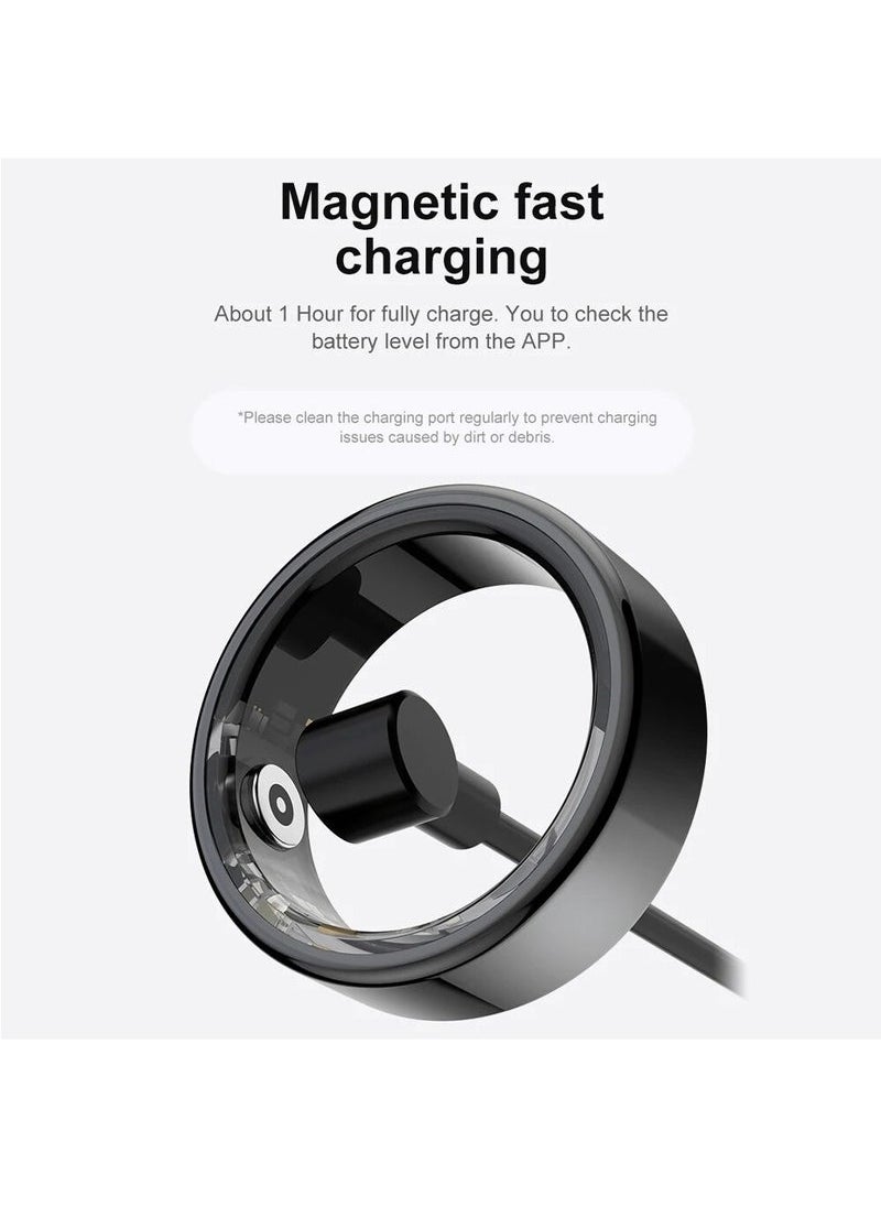 Generic Smart Ring Titanium Steel Shell Health Monitoring IP68 & 3ATM Waterproof Multi-sport Modes (Deep Grey, 18.9mm)  - Image 5